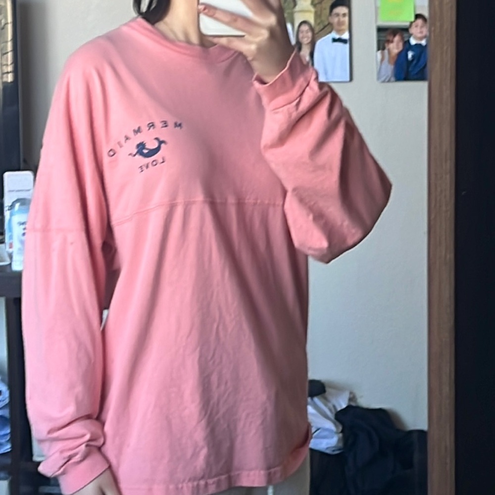 Long sleeve pink mermaid oversized shirt